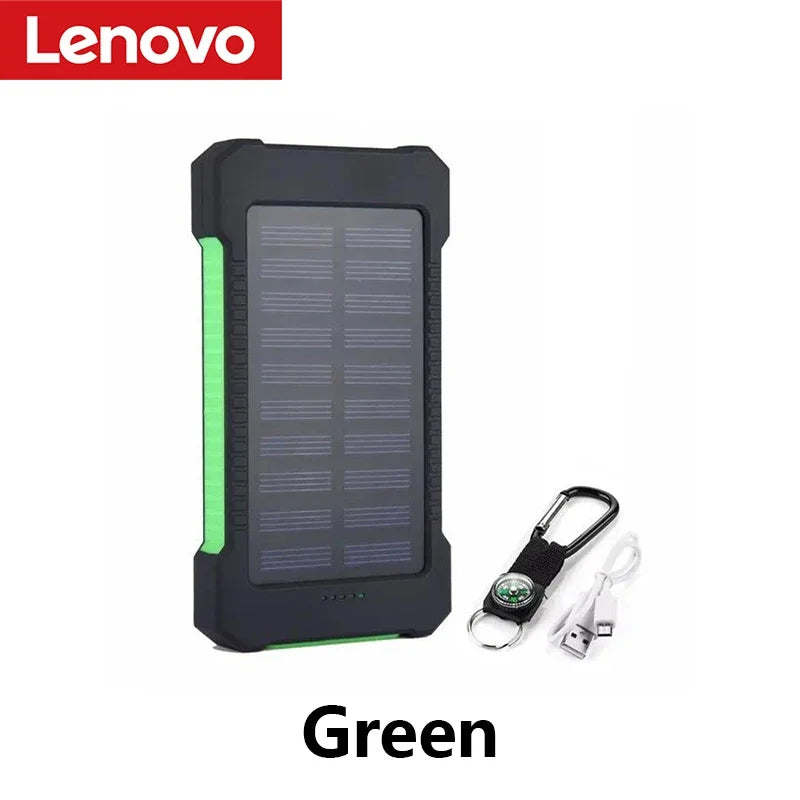 Lenovo 500000mAh Solar Power Bank Super Fast Charging Large Capacity Portable External Battery for iPhone Outdoor Emergency