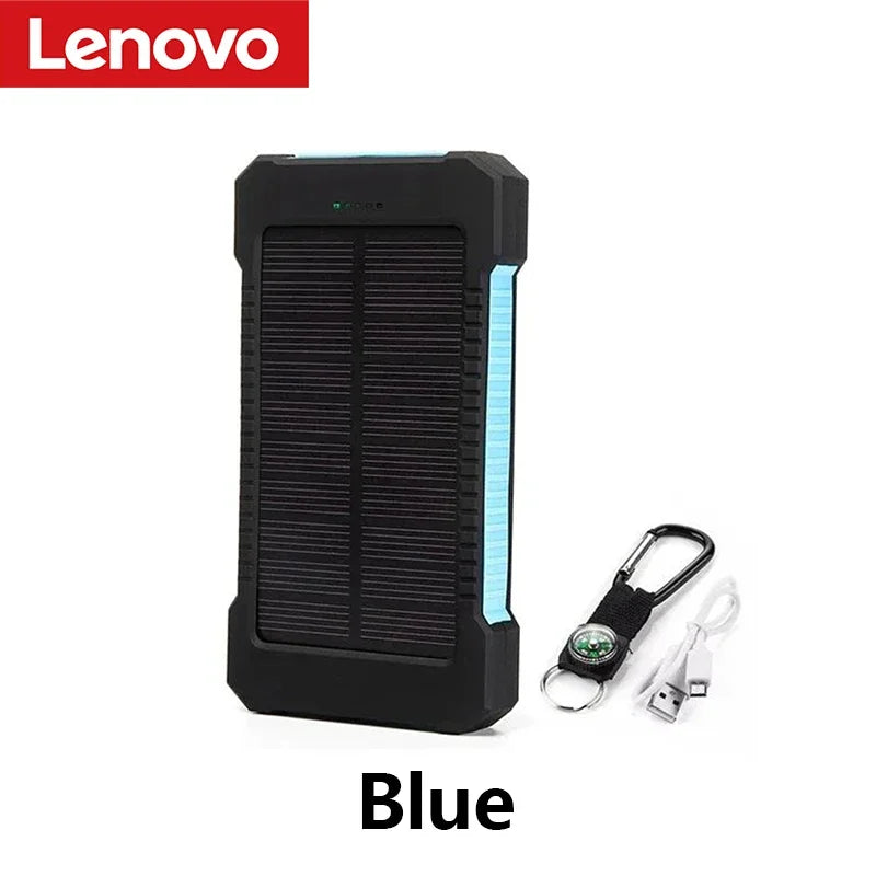 Lenovo 500000mAh Solar Power Bank Super Fast Charging Large Capacity Portable External Battery for iPhone Outdoor Emergency