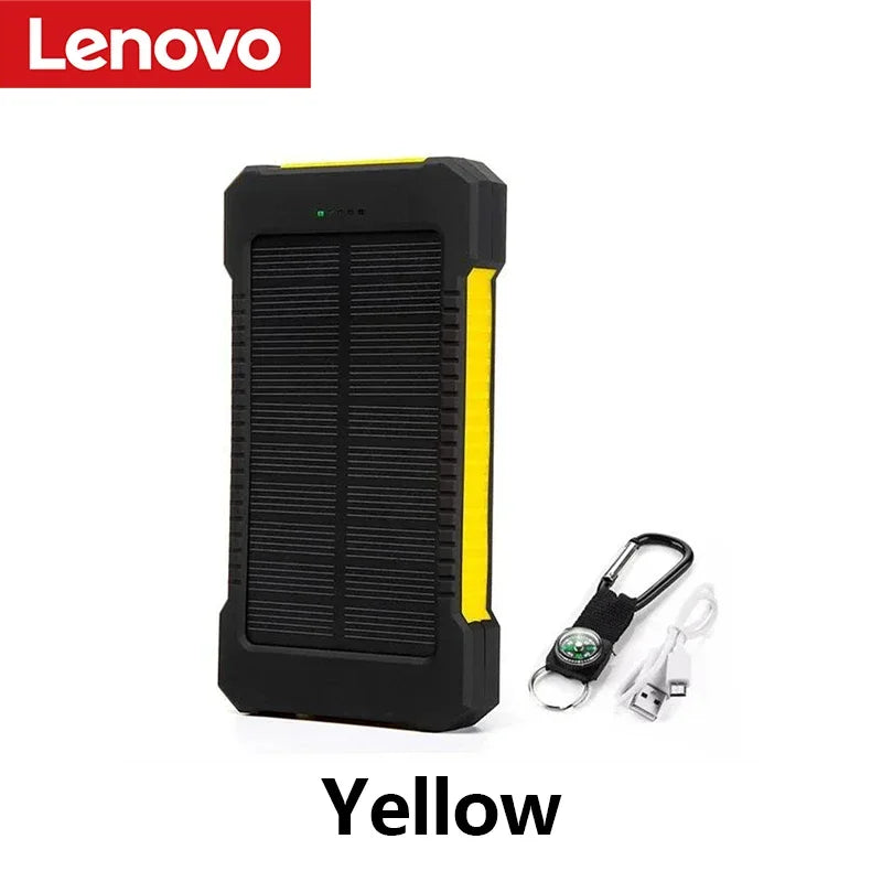 Lenovo 500000mAh Solar Power Bank Super Fast Charging Large Capacity Portable External Battery for iPhone Outdoor Emergency