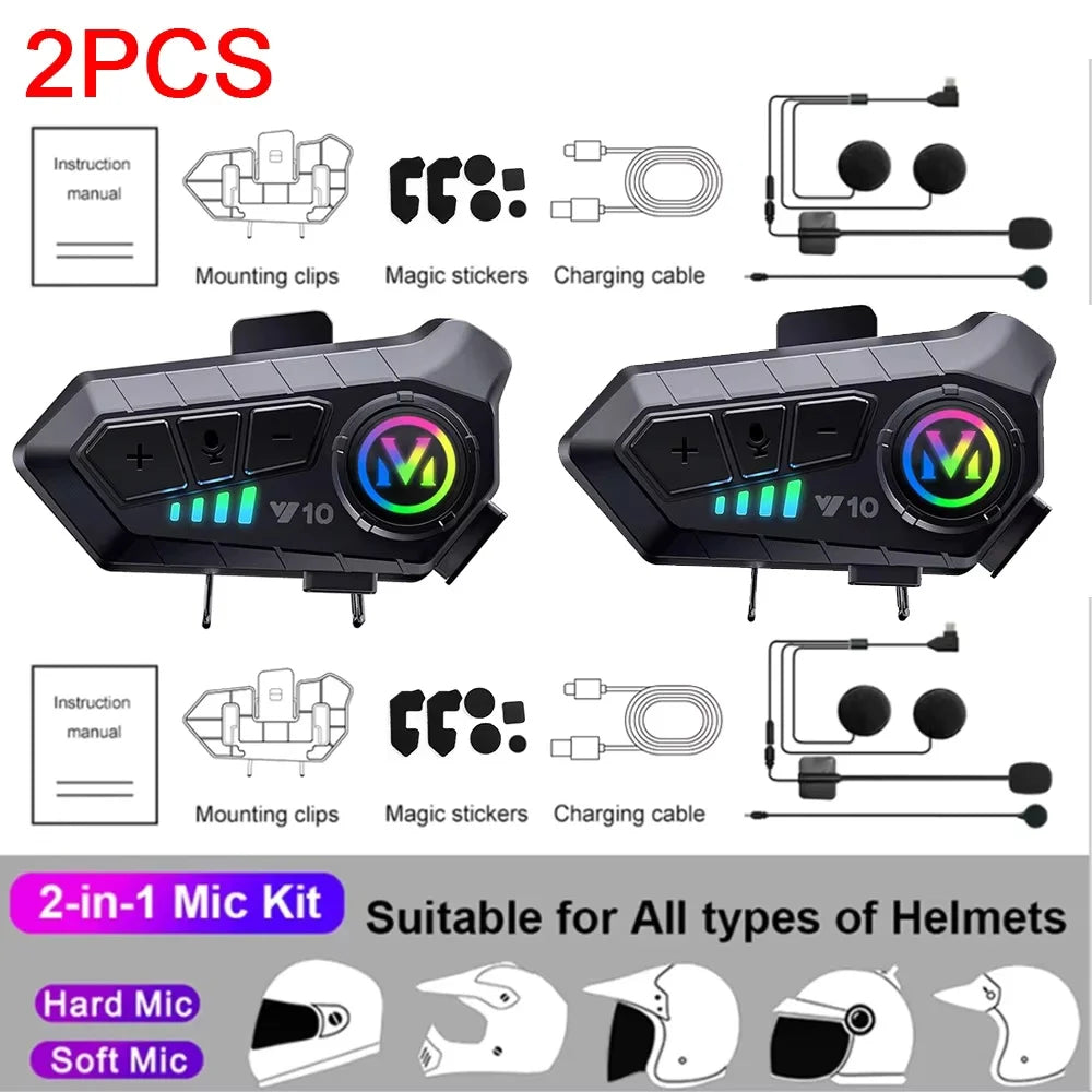 Fone de ouvido para capacete de moto com RGB