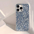 Abstract Flower Geometry Patch Summer Blue Phone Case For iPhone 17 Pro Max 15 11 12 13 14 16 Pro Max X XS14 Plus 16E 17E Cover