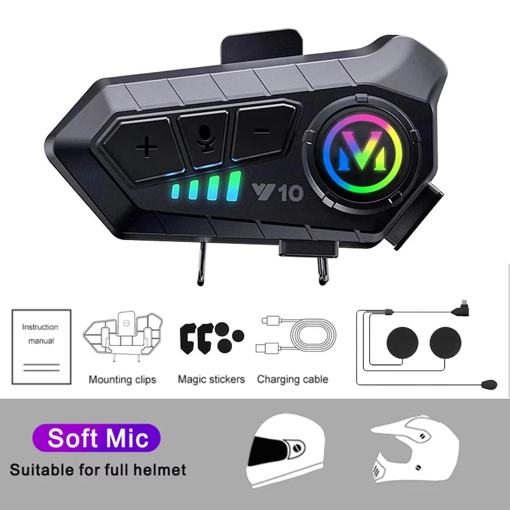Fone de ouvido para capacete de moto com RGB