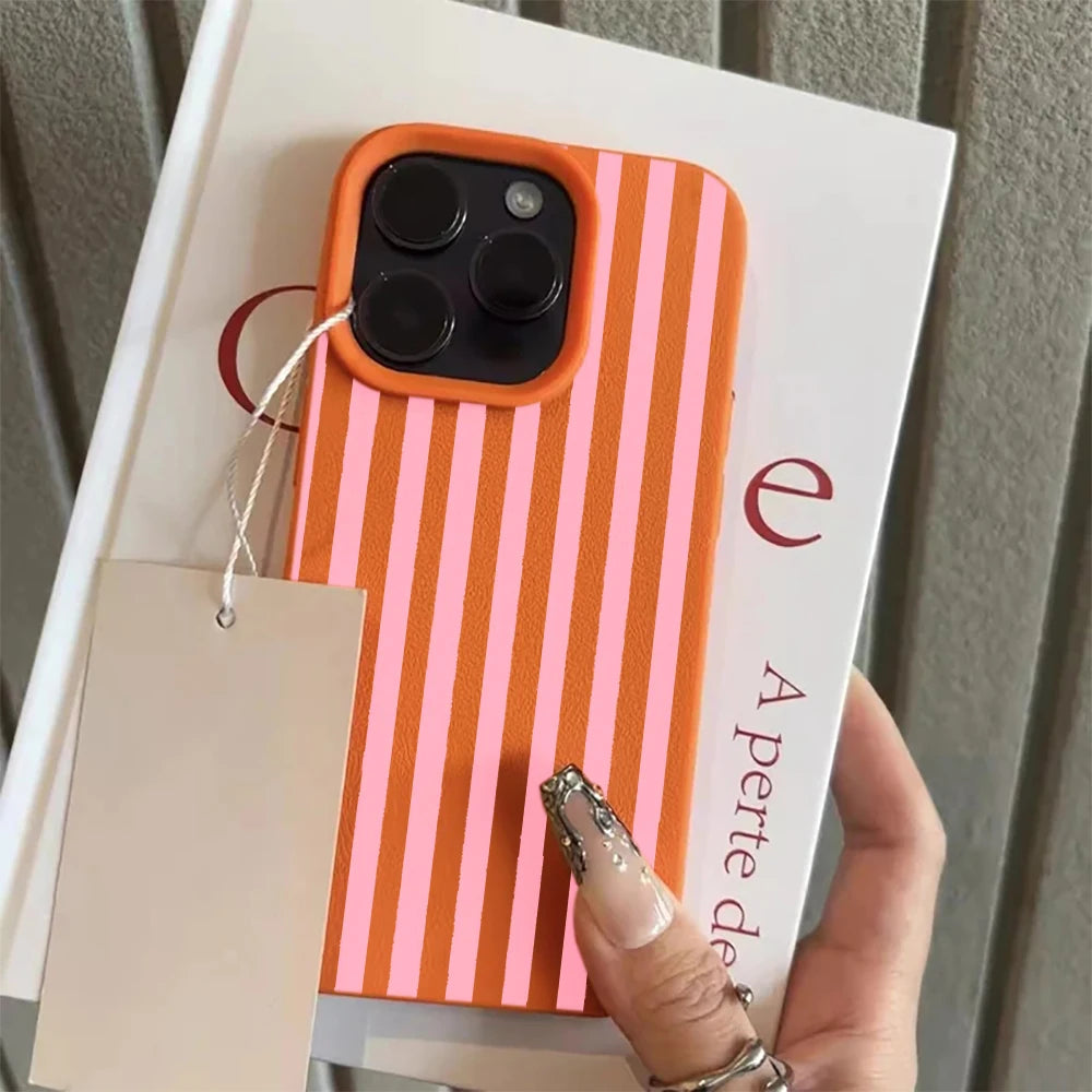 Colorful Striped Minimalist Couple Phone Case For iPhone 17 16 11 13 12 14 15 Pro Max 16 Plus 16E Shockproof Luxury Soft Cover