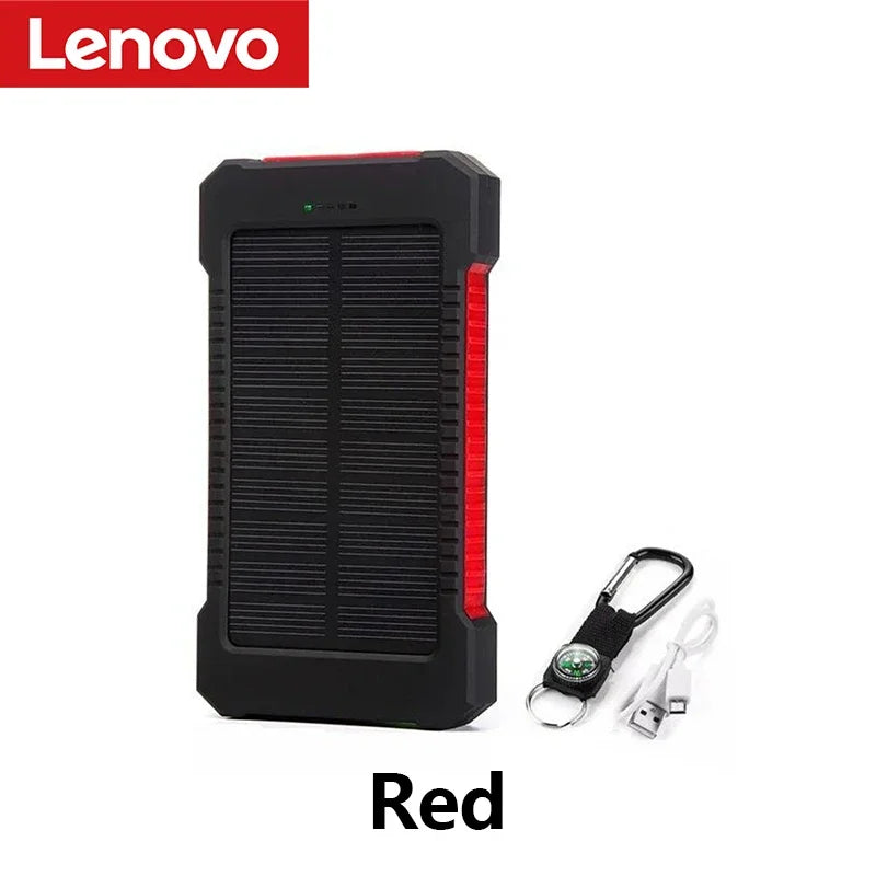 Lenovo 500000mAh Solar Power Bank Super Fast Charging Large Capacity Portable External Battery for iPhone Outdoor Emergency
