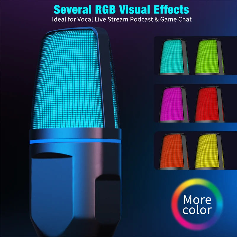 Microfone Condensador USB com RGB de Alta qualidade