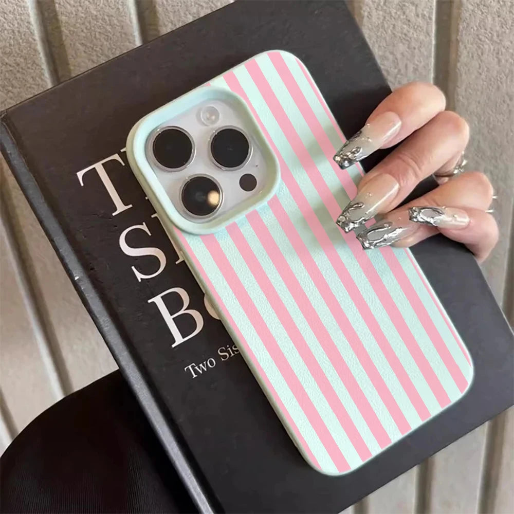 Colorful Striped Minimalist Couple Phone Case For iPhone 17 16 11 13 12 14 15 Pro Max 16 Plus 16E Shockproof Luxury Soft Cover