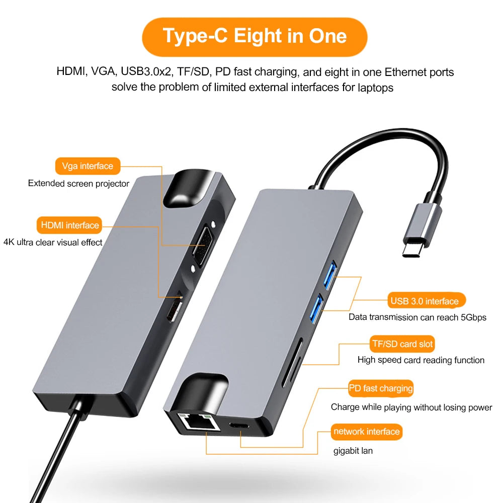 Hub USB 3.0 com várias entradas com resolução em 4k