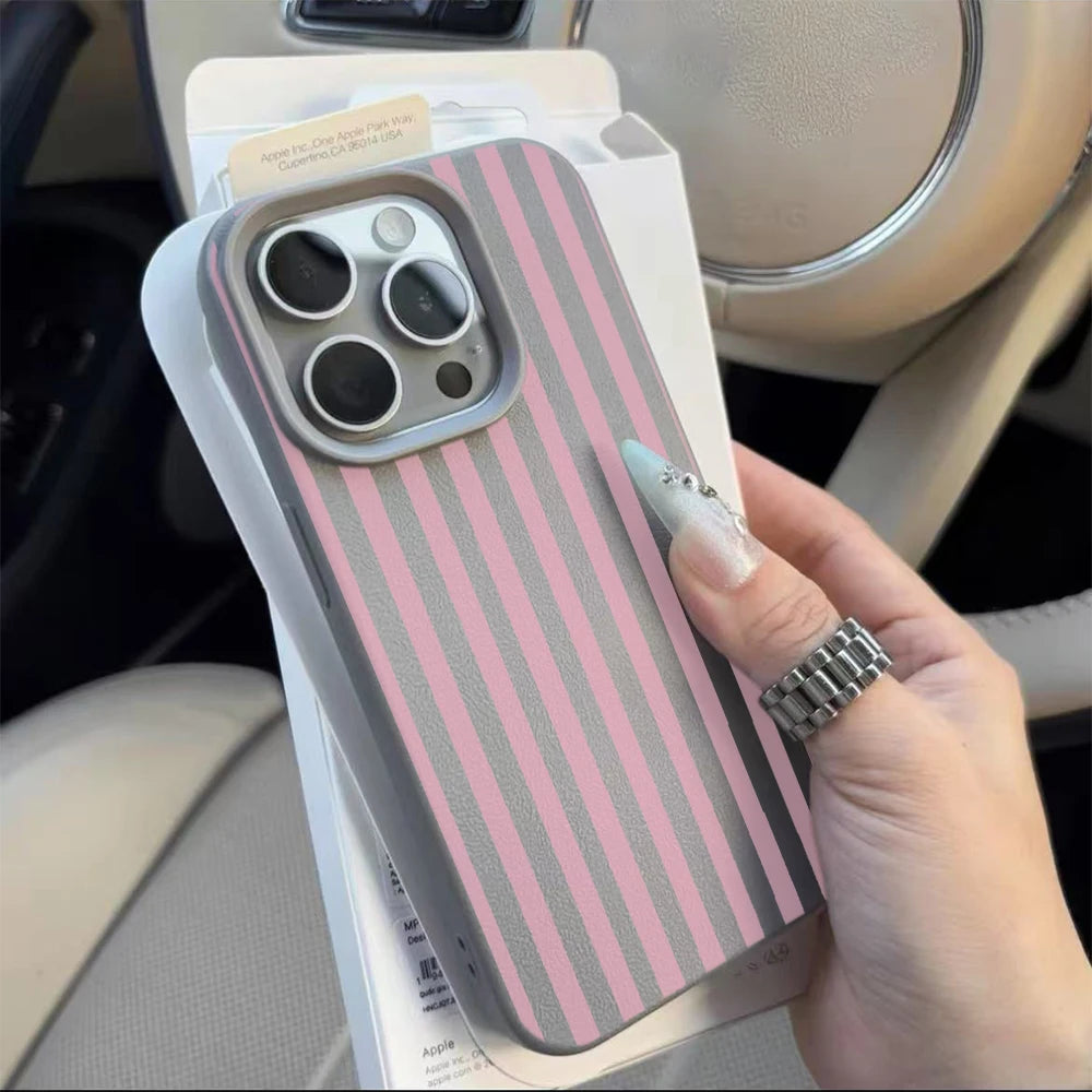 Colorful Striped Minimalist Couple Phone Case For iPhone 17 16 11 13 12 14 15 Pro Max 16 Plus 16E Shockproof Luxury Soft Cover