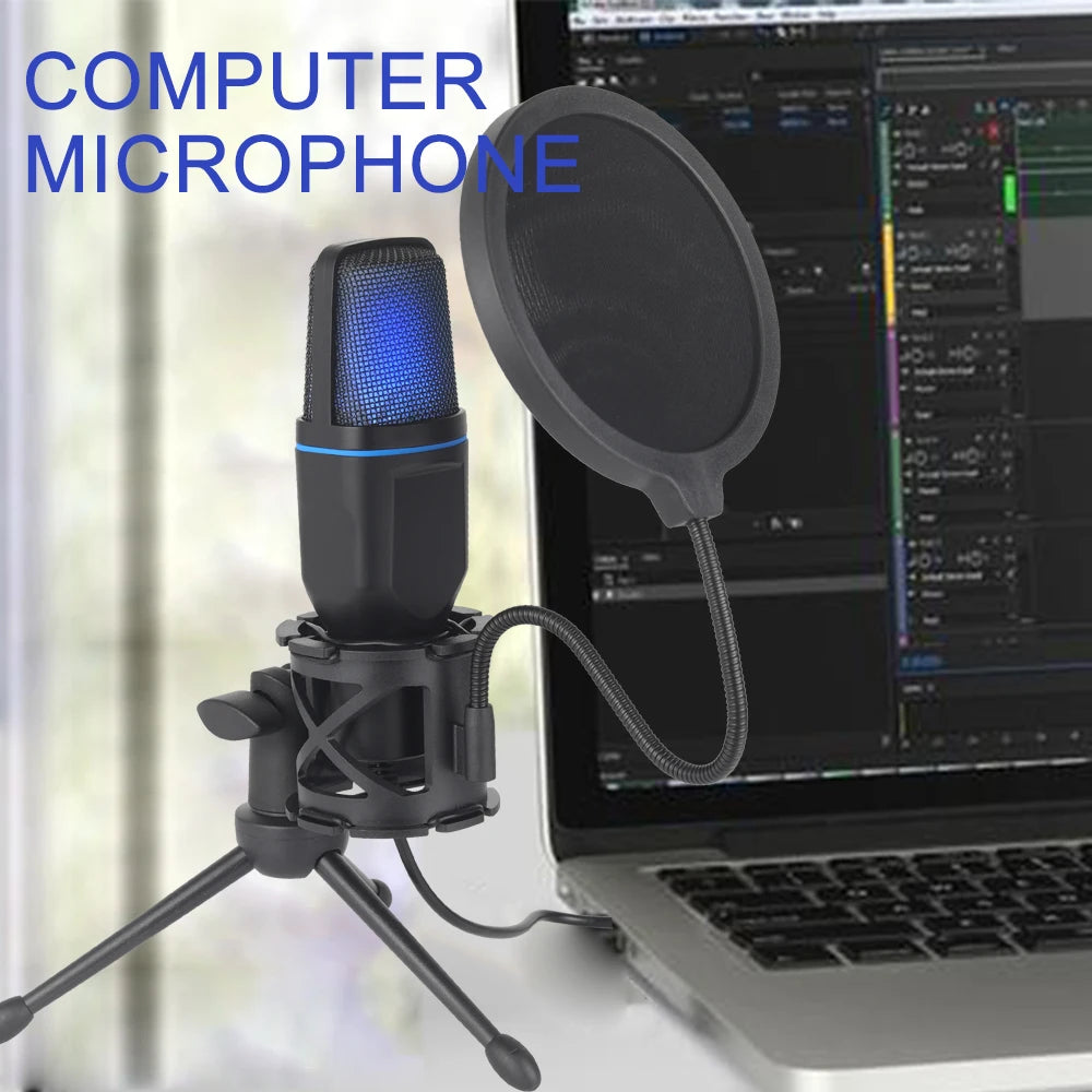 Microfone Condensador USB com RGB de Alta qualidade