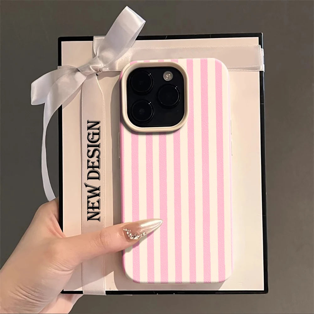 Colorful Striped Minimalist Couple Phone Case For iPhone 17 16 11 13 12 14 15 Pro Max 16 Plus 16E Shockproof Luxury Soft Cover