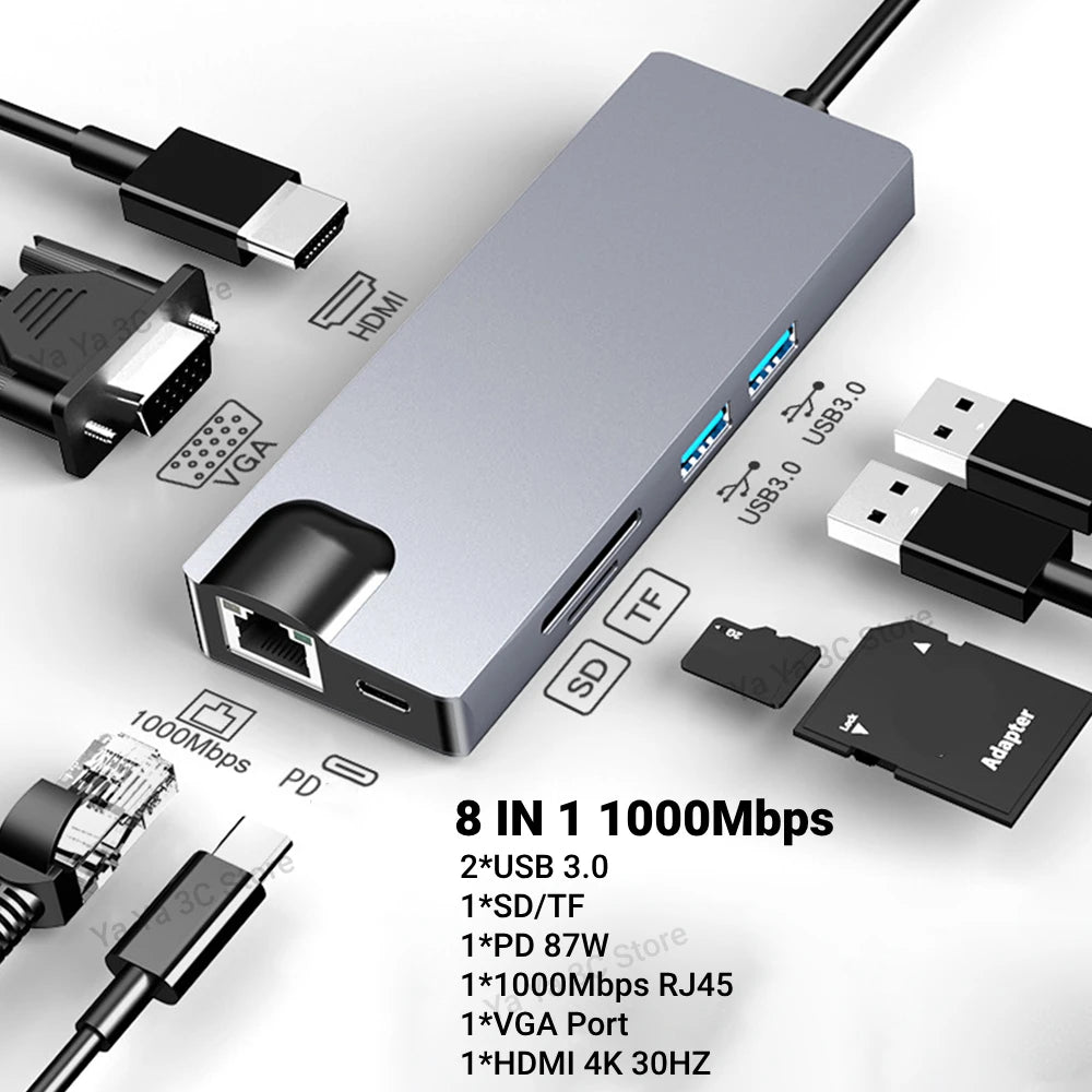 Hub USB 3.0 com várias entradas com resolução em 4k