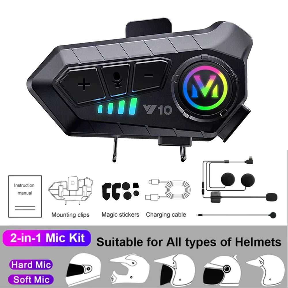 Fone de ouvido para capacete de moto com RGB