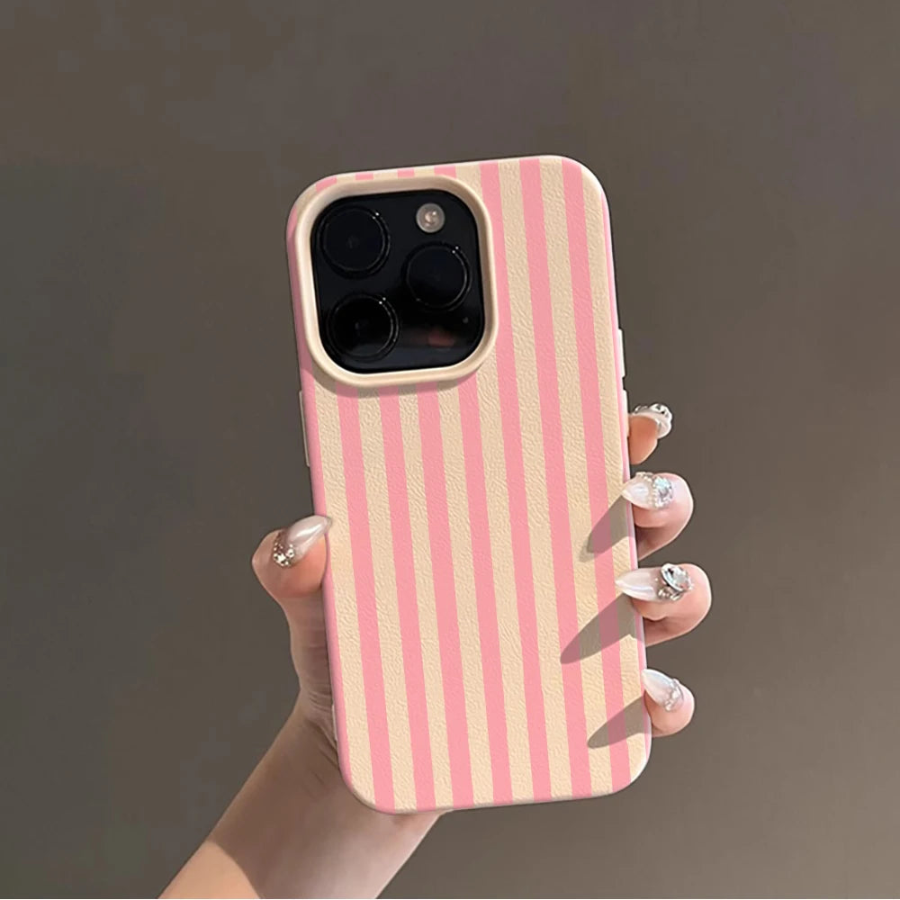 Colorful Striped Minimalist Couple Phone Case For iPhone 17 16 11 13 12 14 15 Pro Max 16 Plus 16E Shockproof Luxury Soft Cover