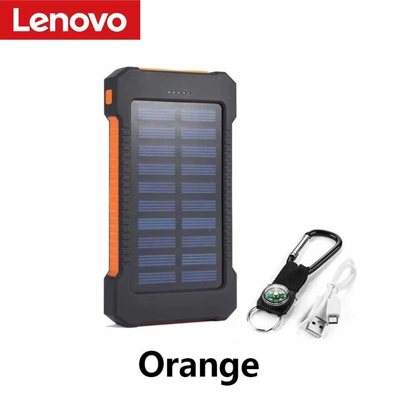 Lenovo 500000mAh Solar Power Bank Super Fast Charging Large Capacity Portable External Battery for iPhone Outdoor Emergency
